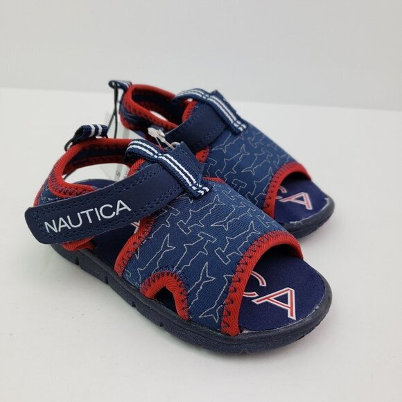 NEW Nautica Diera Baby Boy Size 5 Navy Hammerhead Blue Red Casual Sandals - Picture 1 of 9